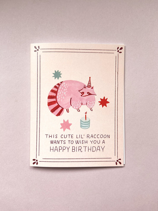 Raccoon Birthday Greeting Card