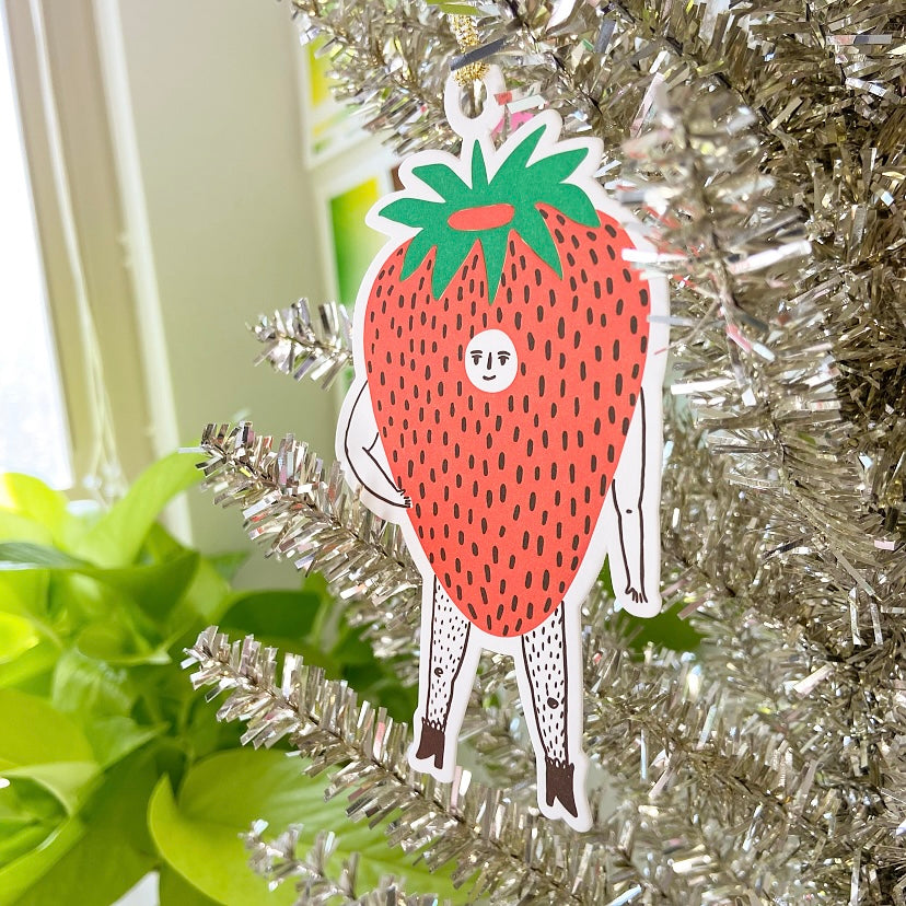 Mr. Strawberry Letterpress Ornament