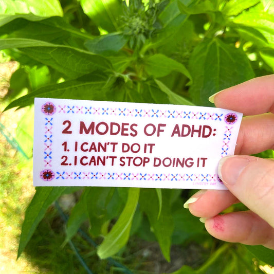 2 Modes of ADHD Sticker, 3x1 in.