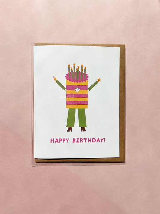 OMG Birthday Cake - Risograph Card