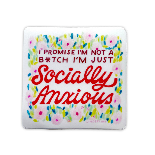 Socially Anxious Sticker, 3x3 in.